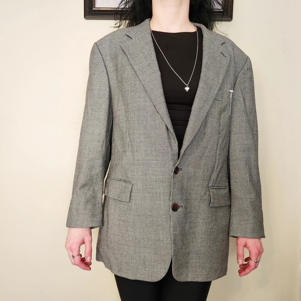 Vintage 1990s Kaufman’s/Chaps Ralph Lauren Virgin Wool Houndstooth Blazer